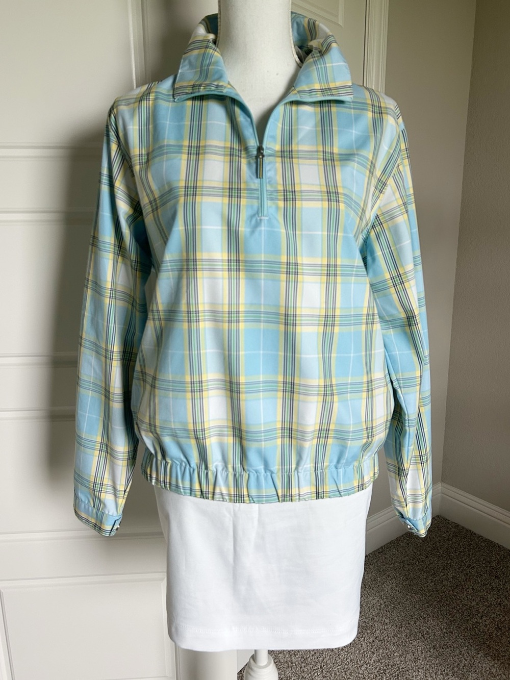 LizGolf Spring Plaid Quarter Zip Pullover Jacket